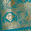 Turquoise Blue Chowkadi Motif Saree with Peacock Motifs on Border